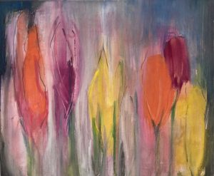 Zwischen Indigo und Mohnrot / 60x50 cm
